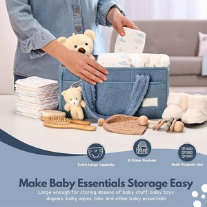Organisateur de couches pour bébé, panier de rangement pour couches et lingettes, <span class=keywords><strong>sac</strong></span> de rangement portable pour couches avec décorations d'ours - Product Image 2