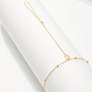 Delicada Cadena de Mano con Anillo de <span class=keywords><strong>Plata</strong></span> de Ley 925 Chapada en Oro, Diseño de Luna Creciente y Estrella, Estilo Bohemia, Joyería Fina - Product Image 6