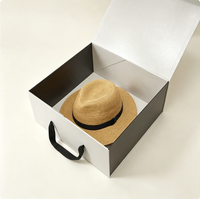 Boîte à chapeaux en carton gris rigide de qualité supérieure, laminée, faite à la main, pour le rangement et l'emballage cadeau