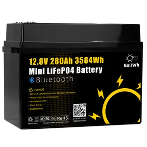 Gokwh Thuế miễn phí Mini LiFePO4 12V 280ah LiFePO4 pin có thể sạc lại 12V 24V 200AH OEM ODM pin Lithium ion 12V 200AH