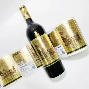 Prezzo all'ingrosso dell'industria stampa personalizzata etichetta del vino in rotolo con etichette per vino in lamina d'argento con stampa a caldo per bottiglie