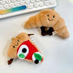 Offre Spéciale usine mignon pain <span class=keywords><strong>en</strong></span> peluche doux <span class=keywords><strong>Smiley</strong></span> <span class=keywords><strong>dessin</strong></span> animé Pizza alimentaire porte-clés <span class=keywords><strong>en</strong></span> peluche - Product Image 4