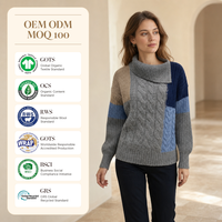 Pull en tricot personnalisé pour femme, style Old Money, automne, motif jacquard torsadé sur le devant, style preppy, en laine et viscose, col irrégulier
