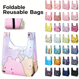 Bolsa de compras plegable de poliéster con logo impreso personalizado, bolsa ecológica portátil para compras, bolsa ecológica de poliéster lavable. - Product Image 4