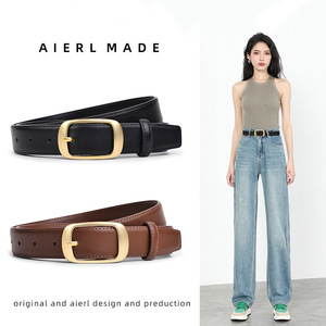 <span class=keywords><strong>Ceinture</strong></span> en cuir premium <span class=keywords><strong>noir</strong></span> <span class=keywords><strong>et</strong></span> marron pour femmes avec boucle dorée pour robes - Product Image 1