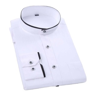 Camisas de vestir de negocios ajustadas de manga larga con cuello mandarín para hombre - Product Image 3