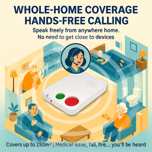 Dispositif d'alerte de sécurité senior avec appel vocal bidirectionnel et appel d'urgence à une touche sans effort pour les utilisateurs âgés des hôpitaux - Product Image 5