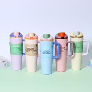 <span class=keywords><strong>Gobelet</strong></span> isotherme en acier inoxydable de 40 oz avec poignée et paille |   Mug de voyage isotherme à double couvercle pour le camping, la randonnée, les activités de plein air, style <span class=keywords><strong>bohème</strong></span> - Product Image 1