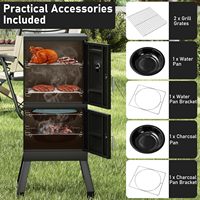 Barbecue vertical d'extérieur 40 pouces avec fumoir, grilles à charbon et bac à eau amovible