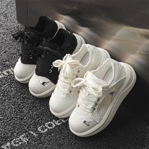 Zapatos de lona deportivos de ocio para parejas, estrella para cara sonriente, verano, suela gruesa, aumento de altura, malla con cordones para hombres y mujeres - Product Image 1