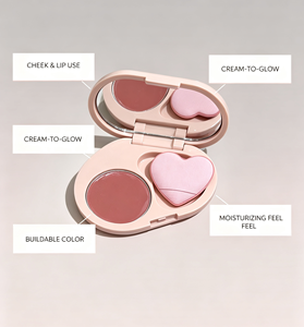 Fard à joues compact bicolore OEM ODM, deux tons pêche et rose, couleurs personnalisées, emballage avec logo, cosmétique pour la vente en gros - Product Image 4