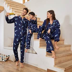 Piping High Quality Long Lounge Wear His and Hers Pyamas a juego <span class=keywords><strong>Family</strong></span> Cozy Bamboo Pijama Sets - Product Image 1