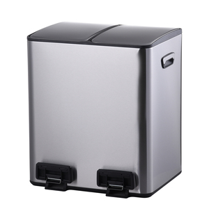 30L Mềm Đóng Cửa Tái Chế Bin Với 2 Ngăn Thép Không Gỉ Retangular Thùng Rác Có Thể Gập Lại Đạp Bin Wbs150l30 - Product Image 5