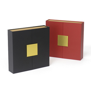 Boîte cadeau magnétique à double porte avec logo personnalisé en feuille d'or, emballage cosmétique fait main - Product Image 2