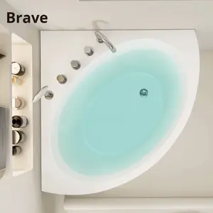 Guangan Small Triangle Fan-Shaped Acrylic Bathtub Mini <strong>Japanese</strong> Style Deep <strong>Soak</strong> Double Seat Massage <strong>Tub</strong> Corner 0.8-1.3m - Product Image 3