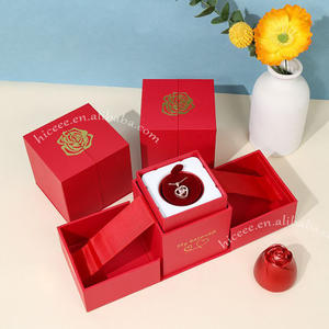 Boîte à bijoux en métal ou en plastique rouge en forme de rose à double levage pour la <span class=keywords><strong>déclaration</strong></span> de la Saint-<span class=keywords><strong>Valentin</strong></span>, boîte à bijoux en forme de rose - Product Image 6