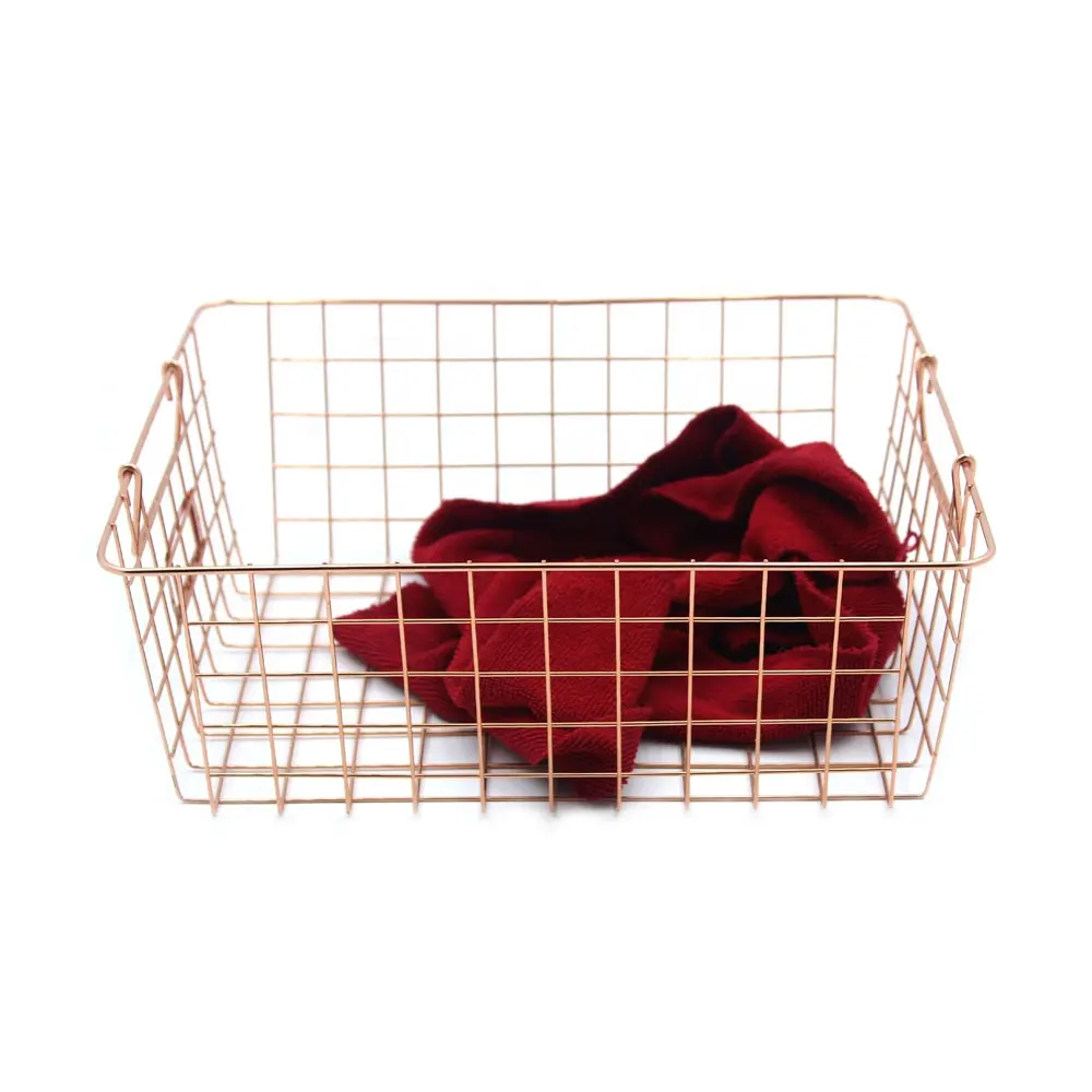 Gold Plated Wire Fruit Metal Storage Baskets Cloth Storage Basket Small Storage Baskets
