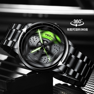 Reloj de Pulsera para Hombre con Diseño de Llanta de Coche, Modelo 2055, de Lujo, Correa de Aleación de Acero Inoxidable, Cuarzo, Resistente al Agua 30M - Product Image 3