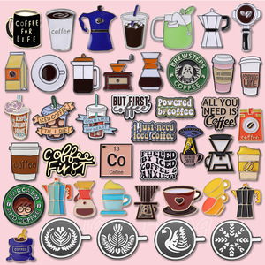 YANYE mignon dessin animé émail café série broche Collection ensemble métal Badge broches vêtements accessoires - Product Image 1