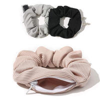 Ivyu Lot de 4 chouchous à poches pour femmes avec compartiment zippé dissimulé et en polyester - Lobab-015