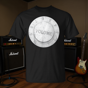 Volume Control <b>Knob</b> T-Shirt <b>Guitar</b> Amplifier Style Black Cotton Men's Shirt - Product Image 3