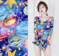 Repreve Creora Maillot de bain en tricot élastique à fleurs 100% polyester biologique Tissu de bain écologique avec découpe pour filles