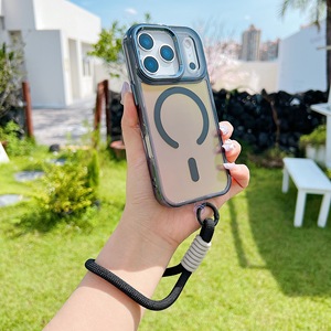 Coque de <span class=keywords><strong>téléphone</strong></span> portable magnétique photochromique laser pour iPhone 17 Air 16 15 Pro Max, avec bouton IMD givré effet aurore et dos en TPU - Product Image 2