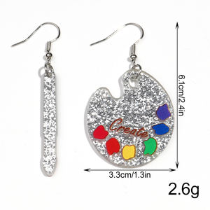 ต่างหูอะคริลิครูปทรงรีแบบหยดน้ำต่างหูแฟชั่นสำหรับผู้หญิงทำจากพู่กันระบายสีน่ารัก - Product Image 6