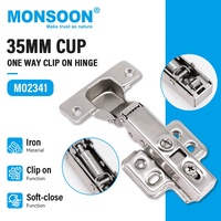 Charnière de meuble en fer pour cuisine, plaquée zinc, MONSOON, charnière de porte dissimulée à fermeture amortie unidirectionnelle pour meubles de cuisine