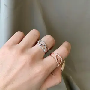 Dylam 1 purchasable crown ring inlaid blank Stackable Ring matte anti allergy 925 Silver Ring for lady
