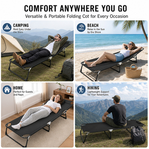 Modern Metal 2-in-1 <b>Folding</b> Camping <b>Cot</b> Adjustable Backrest Portable Lounge Chair for Outdoor Beach Office Use EU Dropshipping - Product Image 2