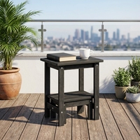Ensemble de 2 tables d'appoint modernes en plastique HDPE pour l'extérieur, résistantes à l'eau et au soleil, aspect bois, pour patios et jardins