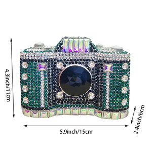Retro Crystal <b>Camera</b> Shaped Clutch Purse for Women Twinkly Gemstones Evening <b>Bag</b> Glitter Bride Wedding Guest Handbag - Product Image 2