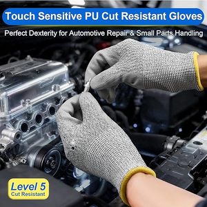 EN388 4X43D Guantes de Seguridad de HPPE con Recubrimiento de PU para Manejo de Vidrio y Construcción, Guantes Anticorte Nivel 5 - Product Image 5