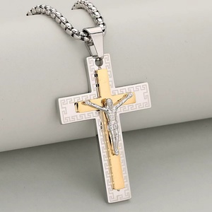 Fashion Gold Plated Hollow Pendant Stainless Steel Jesus <b>Cross</b> Pendant - Product Image 4