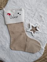 Chaussettes de Noël personnalisées en toile de jute rayée, grands sacs cadeaux monogrammés à carreaux pour la décoration de cheminée familiale des fêtes