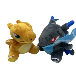 New Cute Small Popular Cartoon Anime Dolls Black Yellow Fire Dragon Pokemoned Stuffed Plush Toys Kids Gifts