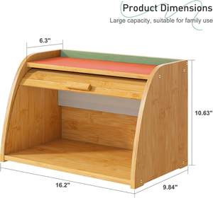 Boîte de rangement pour pain en bois de bambou Vriccc, grande capacité de 16,2 L, non poreuse et facile à nettoyer - Product Image 4