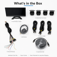 Moniteur DVR de voiture Android 13 de 10,25 pouces, caméra embarquée 4 canaux 1080P, 4 Go de RAM, 32 Go de stockage, écran tactile IPS, étanche, GPS/WiFi, BSD