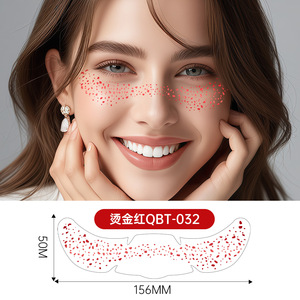 Custom Metallic <b>Red</b> Foil Freckle Temporary Tattoo Sticker <b>Glitter</b> Face Festival Makeup Patch - Product Image 6