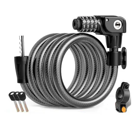 Cerradura de Cable de combinación de 5 dígitos para bicicleta de alta calidad, cerradura de Cable de seguridad antirrobo de alambre de acero para bicicleta con llave