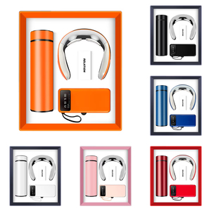 High Class Classical Business Book Gift Set with Customized logo on Vacuum Flask Neck Massager Power Bank Gift Box