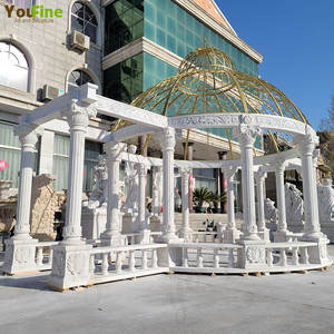 Gazebo redondo <span class=keywords><strong>de</strong></span> mármol blanco Natural, decoración clásica <span class=keywords><strong>de</strong></span> jardín al aire libre, estilo europeo - Product Image 3