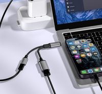 Câble répartiteur USB C OTG 2 en 1, charge rapide PD 60W, adaptateur tressé en nylon Type C mâle vers USB A + Type C femelle