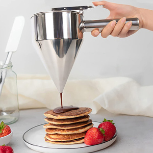 Corong Bola Gurita Kaliber 8mm 600ml Dispenser Masak Stainless Steel untuk Adonan Kue Pancake dengan Rak - Product Image 5