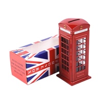 Tirelire en métal en forme de cabine téléphonique rouge de style londonien
