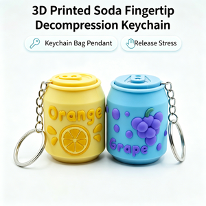 Mini porte-clés anti-stress en forme de canette de soda de dessin animé 4*5*5cm, breloque de sac portable, accessoire de décompression pour les doigts - Product Image 2
