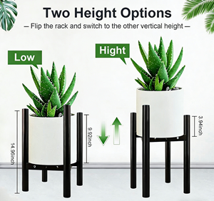 <span class=keywords><strong>Support</strong></span> de Plantes Métallique <span class=keywords><strong>Réglable</strong></span> <span class=keywords><strong>en</strong></span> Largeur et <span class=keywords><strong>Hauteur</strong></span>, <span class=keywords><strong>Support</strong></span> de Plantes Moderne Noir avec Capacité de Charge de 120 LBS, Supports de Plantes Imperméables Antidérapants - Product Image 1