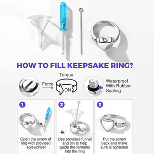 Trendiger Asche-Ring für Menschen und Haustiere, personalisierbar, Edelstahl, vergoldet, Herz-Urnen-Schmuck, Damen, Großhandel - Product Image 6