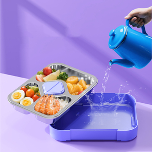 Fiambrera de acero inoxidable con dibujos animados para niños, bonito contenedor de comida Bento con compartimentos, almacenamiento de comidas escolares - Product Image 3